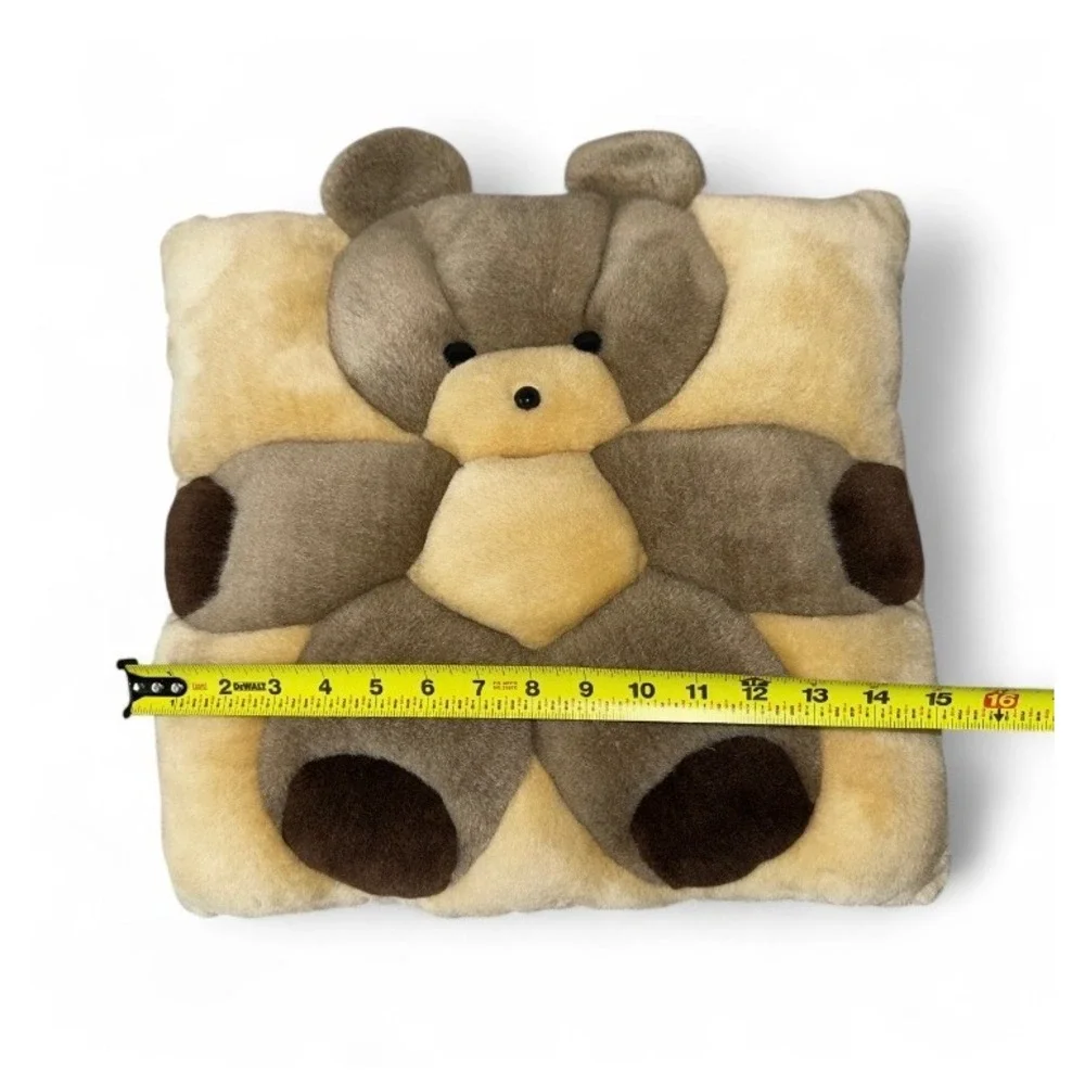 VTG Angel Toy Teddy‎ Bear Pillow Plush Square Stuffed Animal Brown Beige Nursery